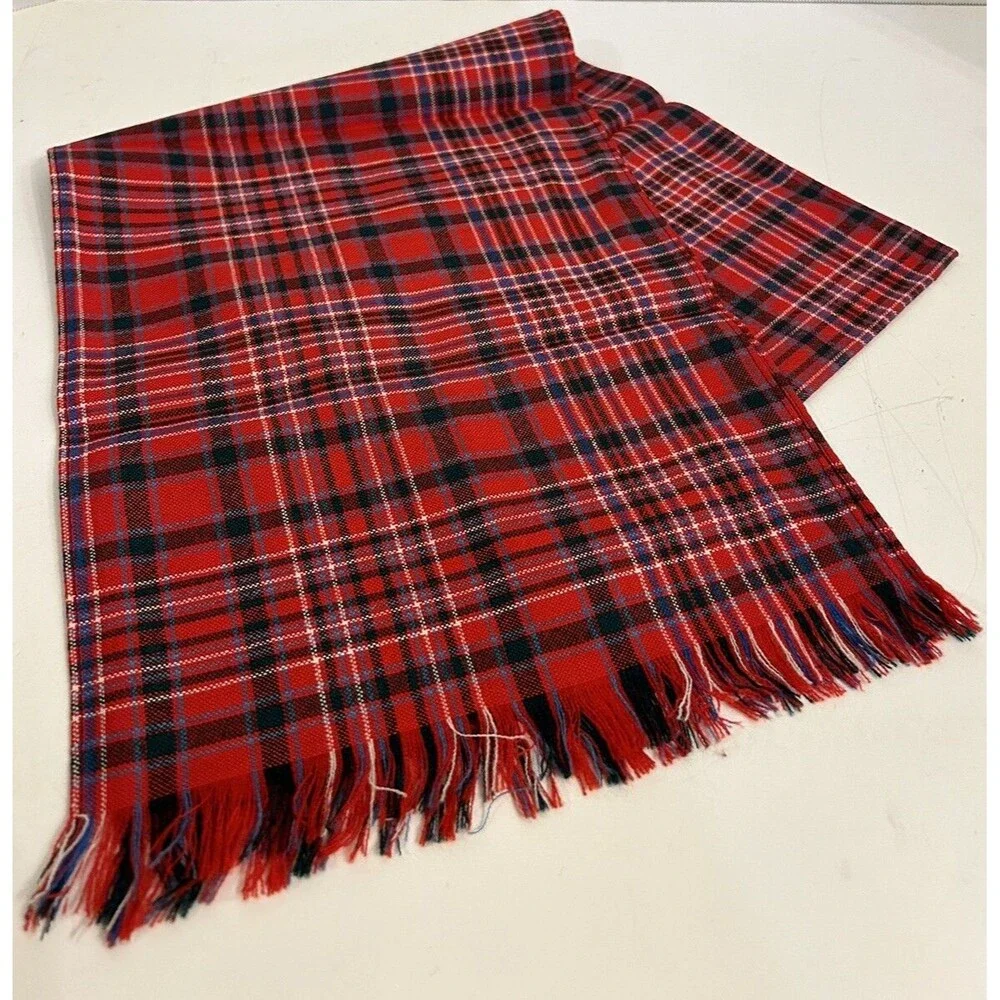 Scotland House Ltd Red Tartan Plaid Scarf Pure Wool Galaschiels, Scotland